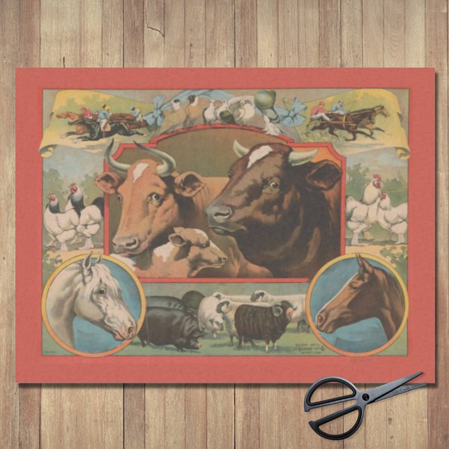 Farm Animals Ephemeral Ad Decoupage Tissue Paper (Creator Uploaded)
