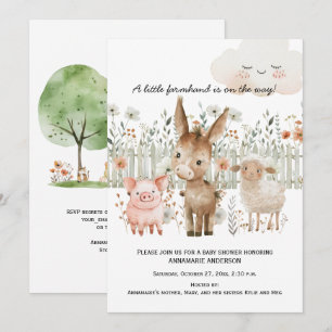 Farm Animals Farm Scene Gender Neutral Baby Shower Invitation