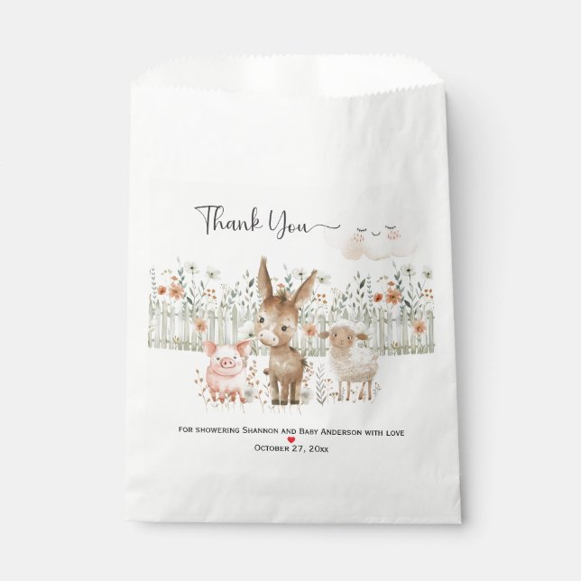 Farm Animals Gender Neutral Baby Shower | Favour Bags (Front)