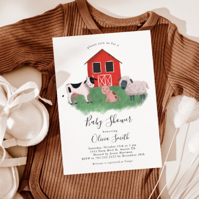 Farm Animals Gender Neutral Baby Shower Invitation (Creator Uploaded)