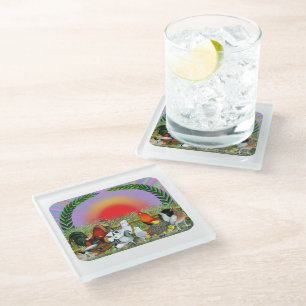 Farm Animals Glass Coaster