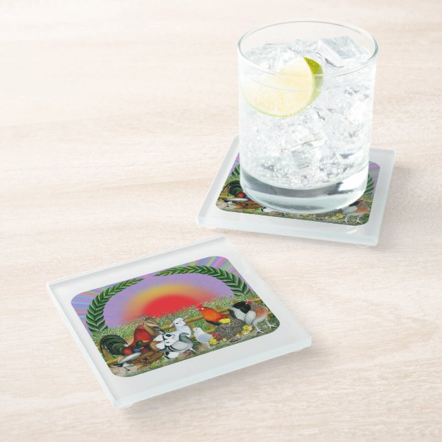 Farm Animals Glass Coaster (Angled)