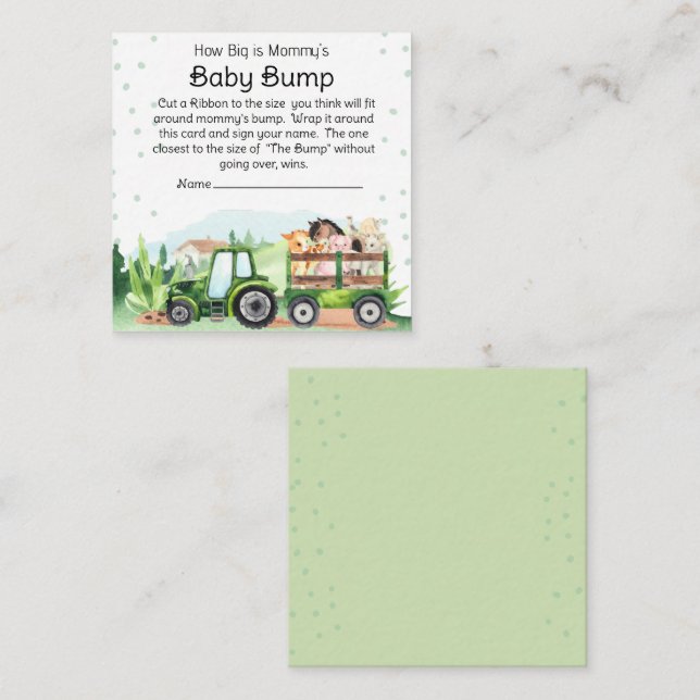 Farm Animals Green Tractor Baby Bump Game Enclosure Card (Front/Back)