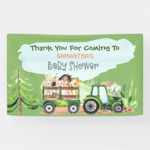   Farm Animals Green Tractor Boys Baby Shower  Banner