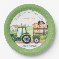   Farm Animals Green Tractor Boys Baby Shower  