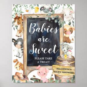 Farm Animals Greenery Babies are Sweet Take Treat Poster