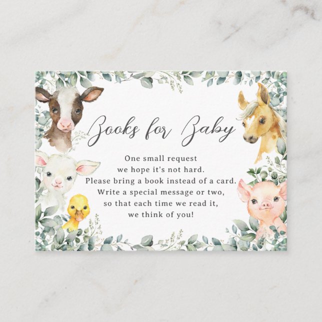 Farm Animals Greenery Barnyard Books for Baby Enclosure Card (Front)