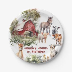 Farm Animals Happy Birthday Party Paper Plate