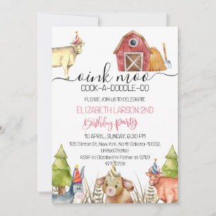 Farm Animals Kids Birthday Party Invitation