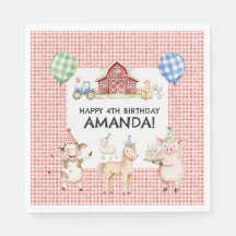Farm Animals Kids Birthday Party Napkins