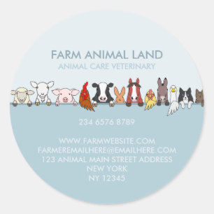 Farm Animals looking to down Classic Round Sticker
