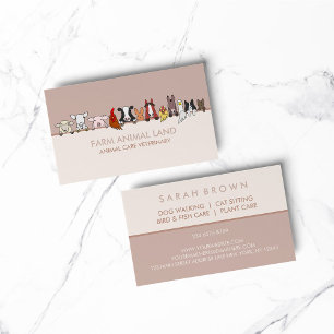 Farm Animals looking to the custom text Business Card
