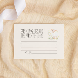 Farm Animals Meadow Baby Shower Parenting Tips Card