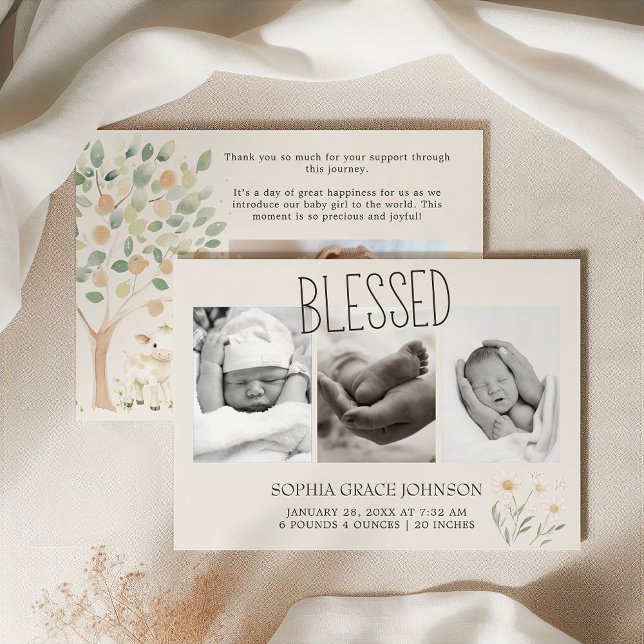 Farm Animals Meadow Friends Baby Announcement (Creator Uploaded)