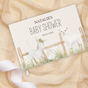 Farm Animals Meadow Friends Baby Shower Guest Book