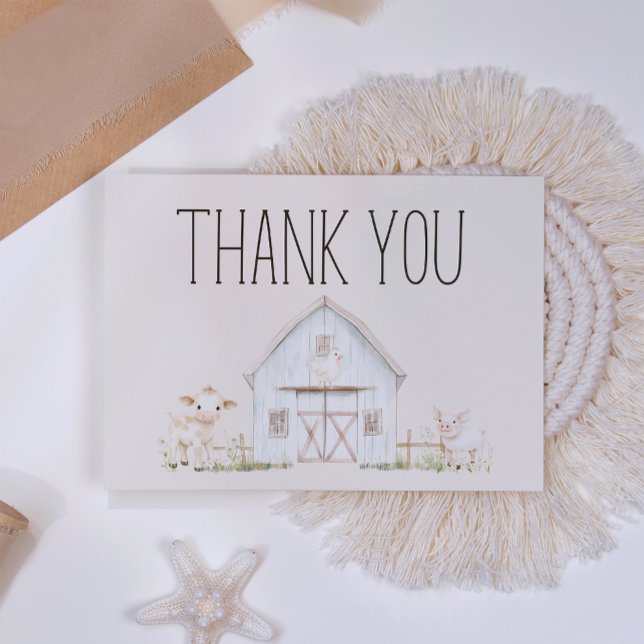 Farm Animals Meadow Friends Baby Shower Thank You Card (Creator Uploaded)