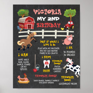 Farm Animals Milestone Birthday Poster Sign