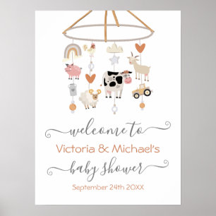 Farm Animals Mobile Baby Shower Poster