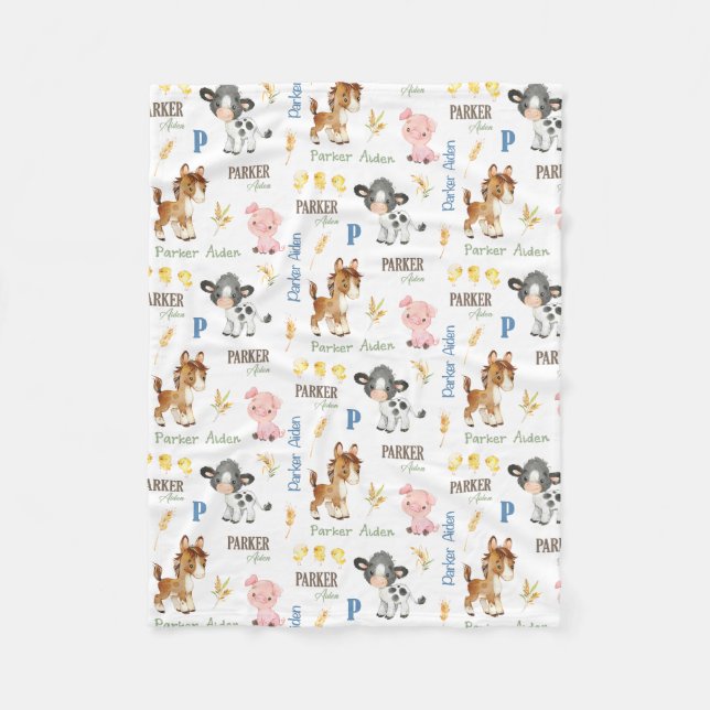Farm Animals Name Repeat Blanket | 30x40 Fleece (Front)
