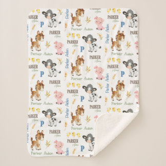 Farm Animals Name Repeat Blanket | 30x40 Sherpa