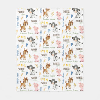 Farm Animals Name Repeat Blanket | 50x60 Fleece