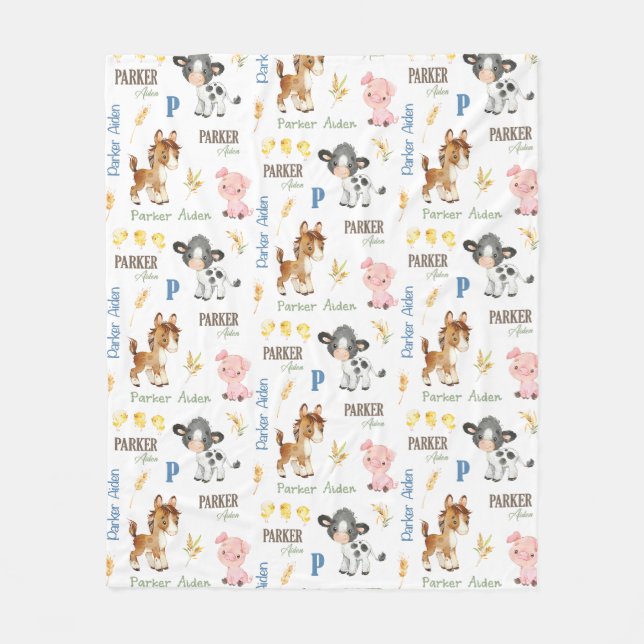 Farm Animals Name Repeat Blanket | 50x60 Fleece (Front)