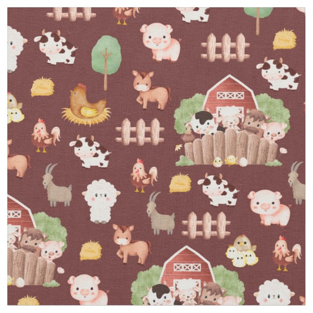 Farm Animals on Brown Fabric (Close Up)