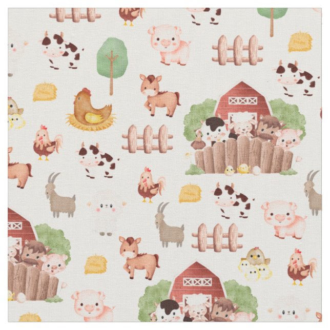 Farm Animals on White Fabric (Close Up)