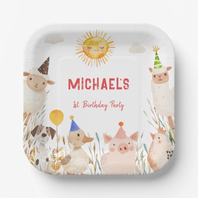 Farm Animals Paper Plate (Front)