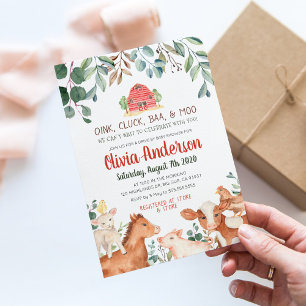 Farm Animals Parade Baby Shower Invitation