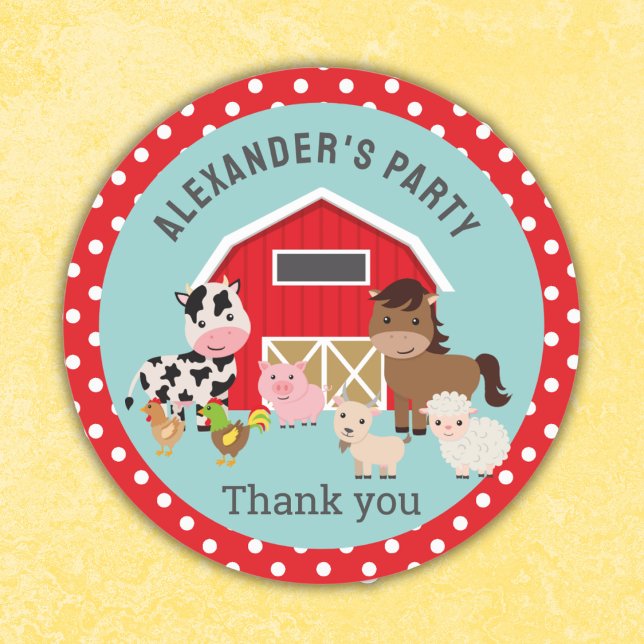 FARM ANIMALS PARTY  CLASSIC ROUND STICKER (Creator Uploaded)