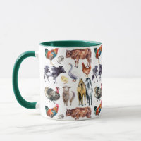Farm animals pattern watercolor