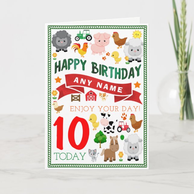 Farm Animals Personalised Birthday Card (Front)