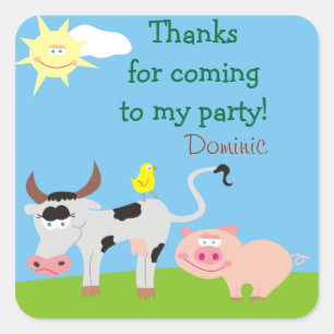 Farm Animals Personalised Thank You Stickers