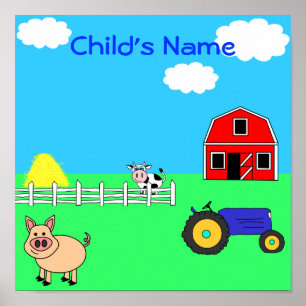 Farm Animals Personalized Child's Name Print