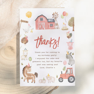 Farm Animals Photo Birthday Thank You Card