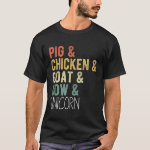 Farm Animals Pig Chicken Goat Cow For Unicorn T-Shirt