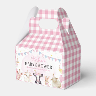 Farm Animals Pink Baby Shower Favour Box