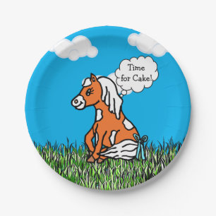Farm Animals Pony Baby Shower Its a Boy Paper Plate