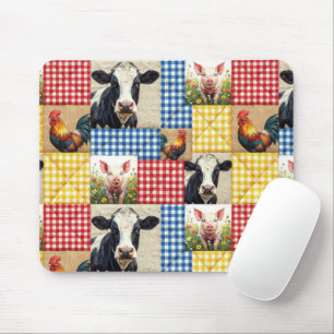 Farm Animals Quilt Pattern Mouse Mat