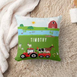 Farm Animals & Red Tractor Birthday Party Theme Cushion