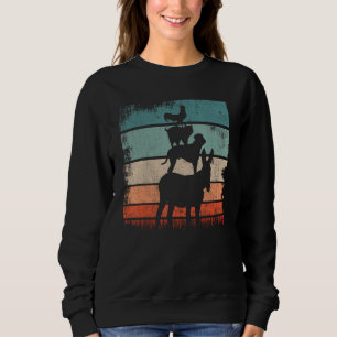 Farm Animals Retro Vintage Sunset Donkey Dog Cat R Sweatshirt