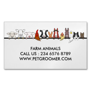 Farm Animals Sheep Chicken Cow customer basic Magnetic Business Card