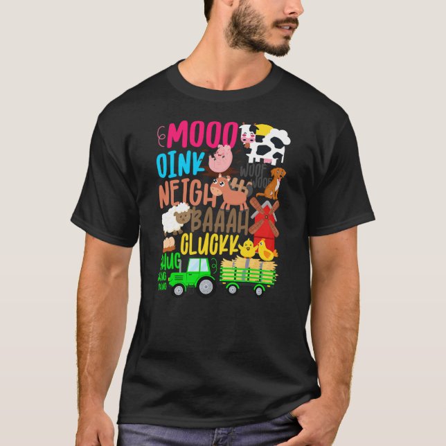 Farm Animals Sounds Oink Baa Neigh Cluck Moo Toddl T-Shirt (Front)