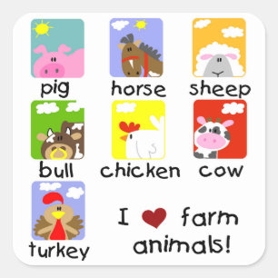 Farm Animals Square Sticker