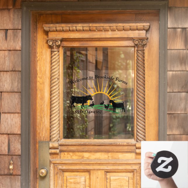 Farm Animals Sunrise  Window Cling (Home Door)