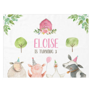 Farm Animals Tablecloth Barnyard Birthday Girl
