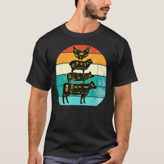 Farm Animals Tee Retro Vintage Cow Pig Chicken Pri