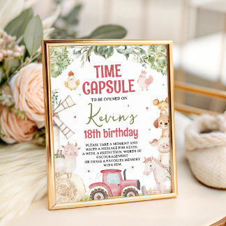 Farm Animals Time Capsule Table Sign
