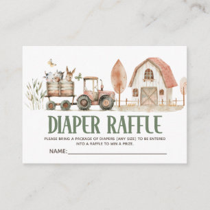 Farm Animals Tractor Barn Baby Diaper Raffle Enclosure Card